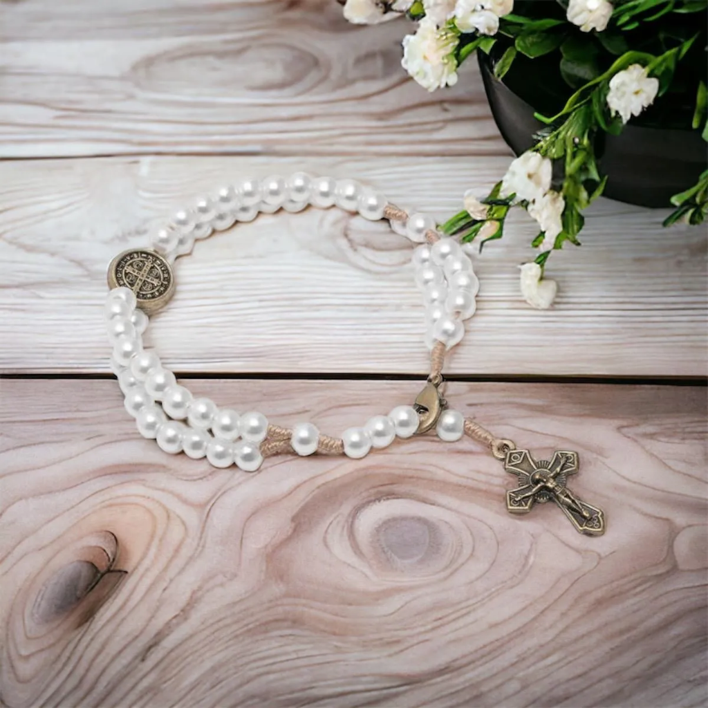 Pulseira Terço De Pulso São Bento Perola