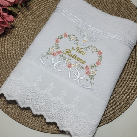 Toalha “Meu Batismo”– Floral com Rosas