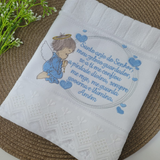 Blue guardian angel washcloth - bathroom